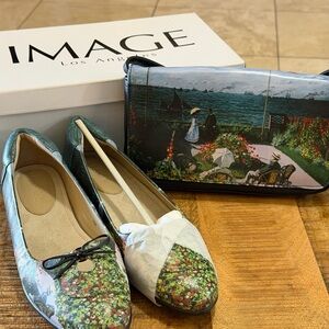 Image Los Angeles Wearable Art Monet Garden  Impressionist Shoes & Purse NIB